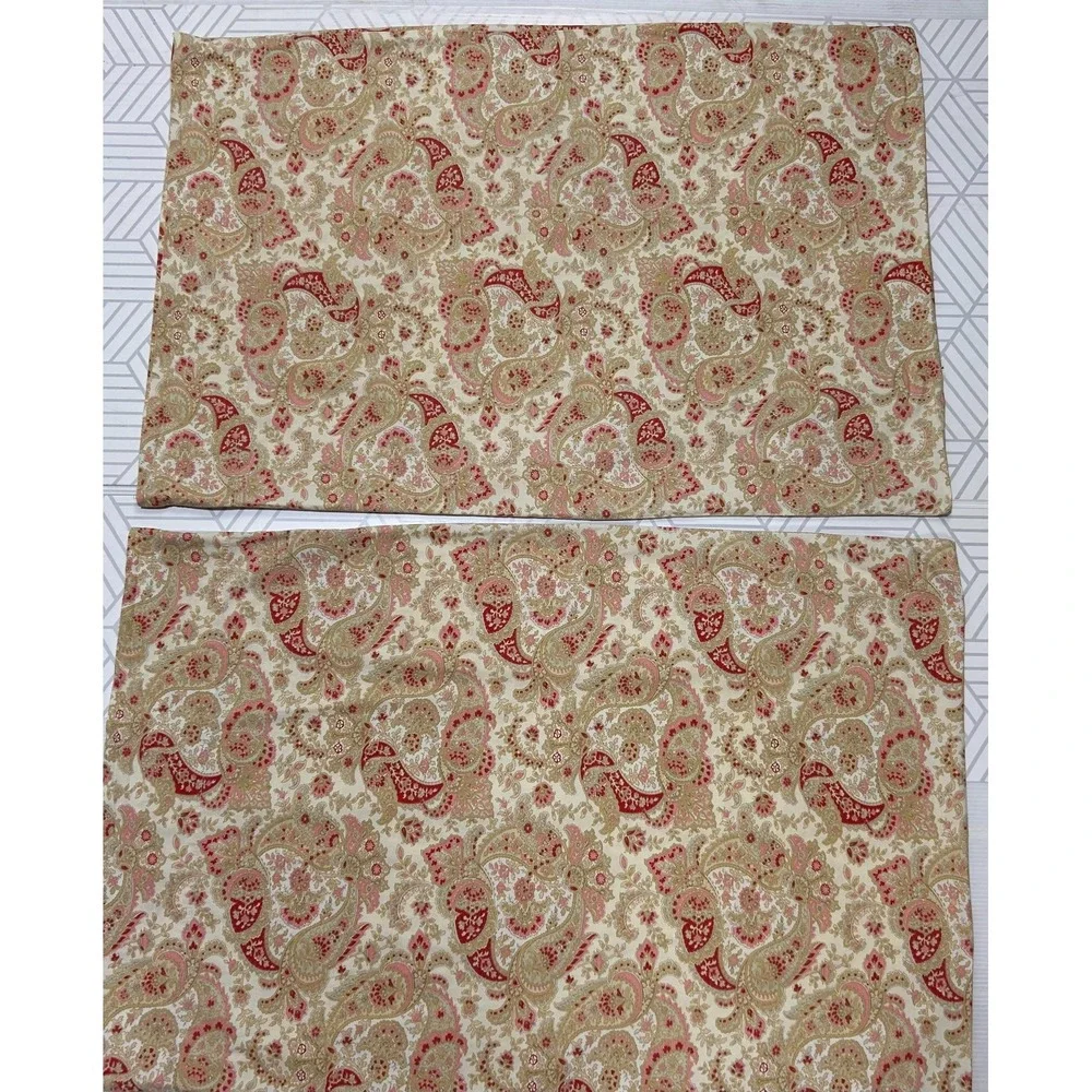 Pottery Barn Rare Paisley 2 Pillowcases Flat Sheet 100X80 Queen Full Fall